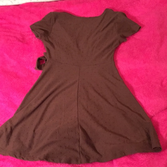 Elegant Brown Wrap Mini Dress - Picture 9 of 10